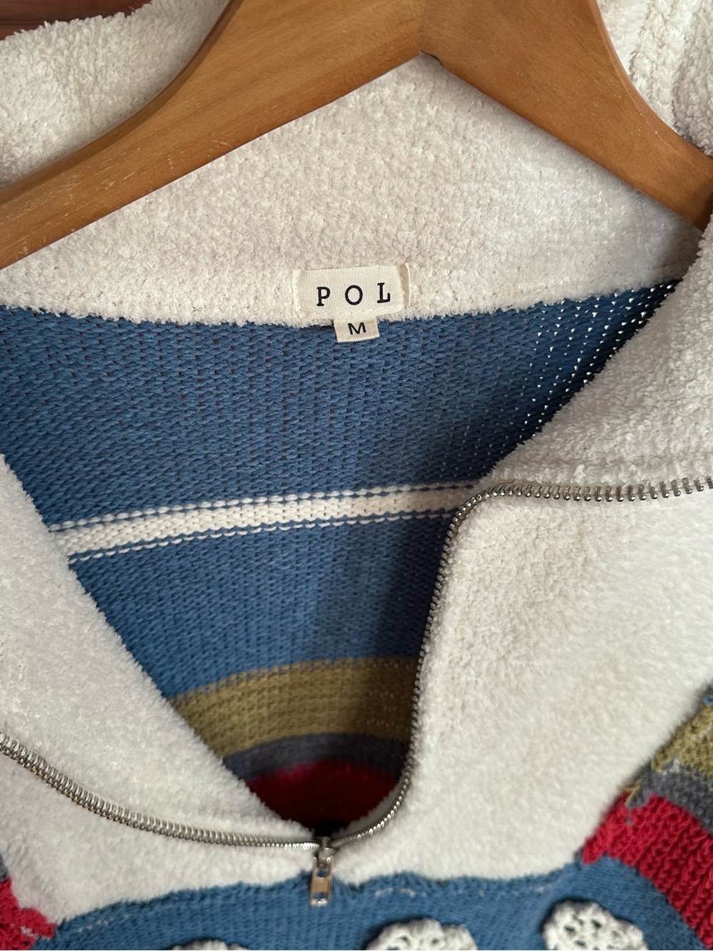 POL Opal Patterned Chenille Fleece Quarter Zip Pullover Sweater Size Medium - Picture 3 of 12
